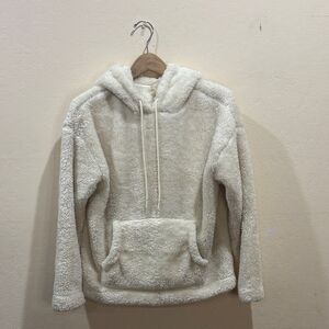 H&M Cozy Cream Teddy Sherpa Hoodie With Kangaroo Pocket - Small